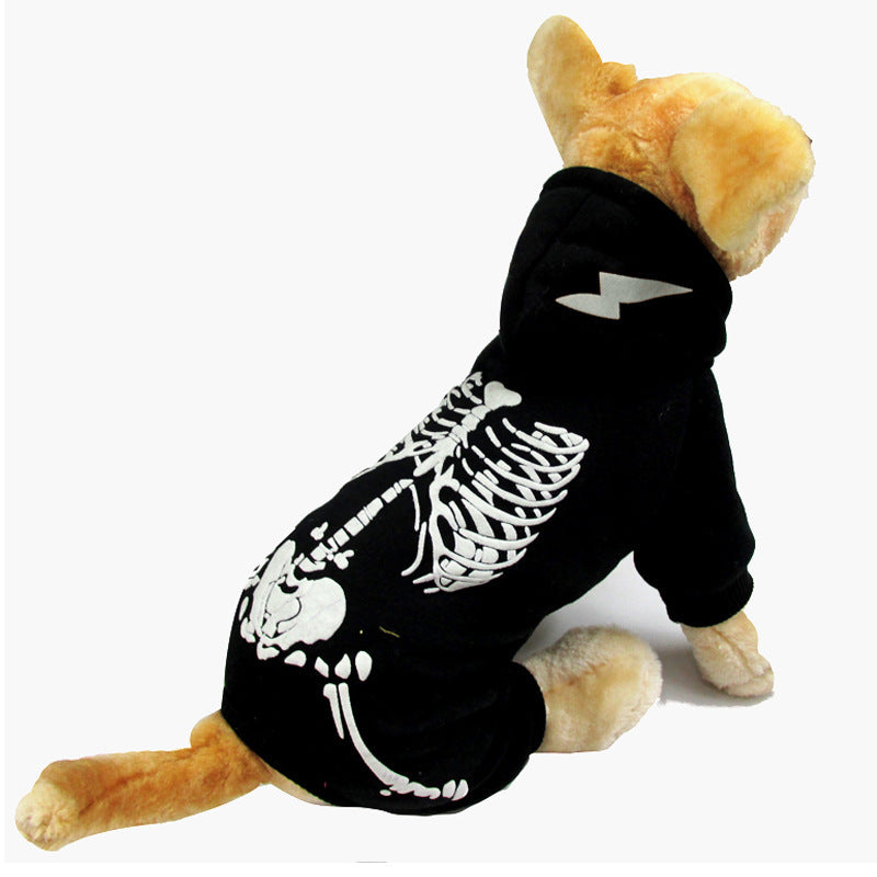 Halloween Dog Skull Print Pattern Clothes: Luminous Skeleton Dog Sweater Accessories