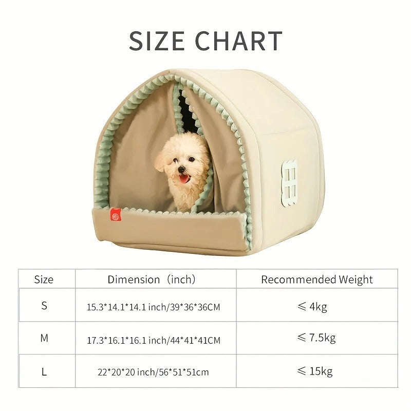 Cozy Winter Dog House | Enclosed Dog Kennel with Double Curtain house