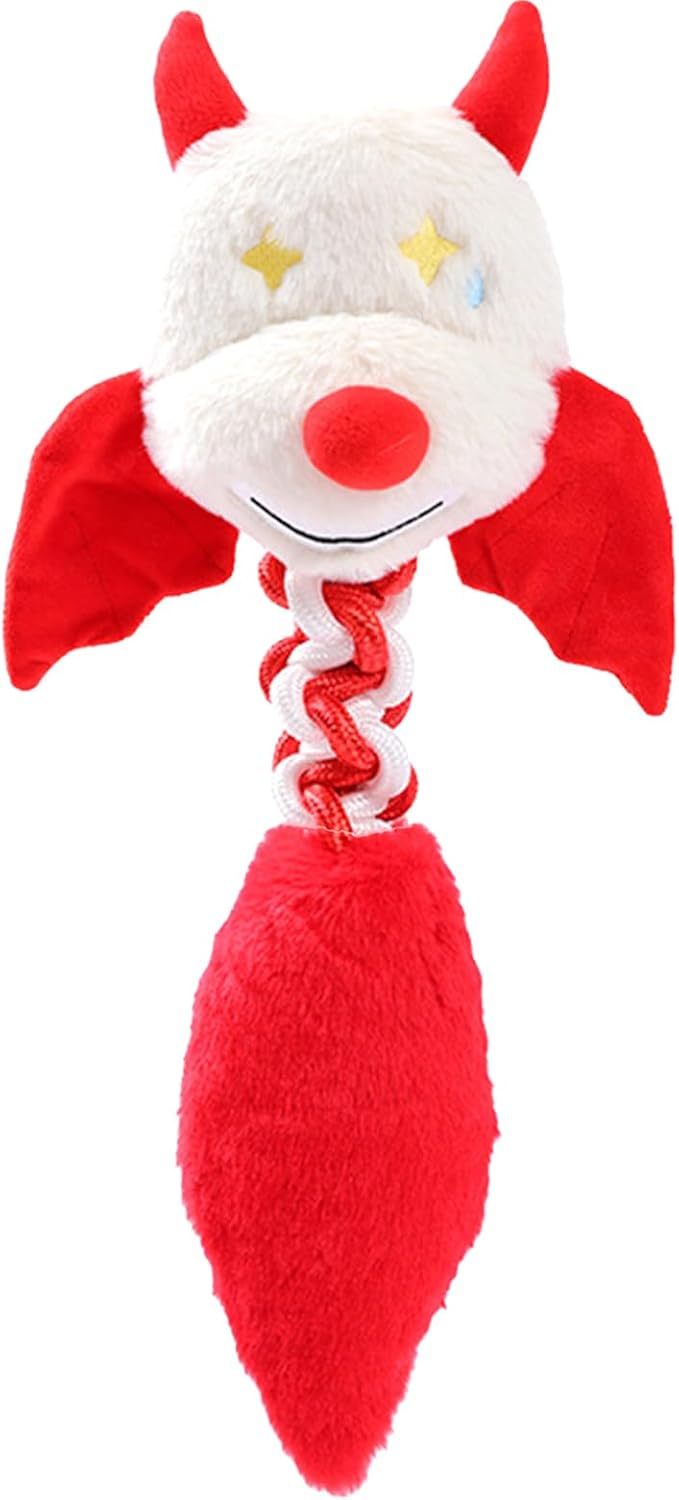 Squeaky And Crinkle Plush Dog Toy with Rope Knot | Interactive Chew Toy for Dogs Red toys