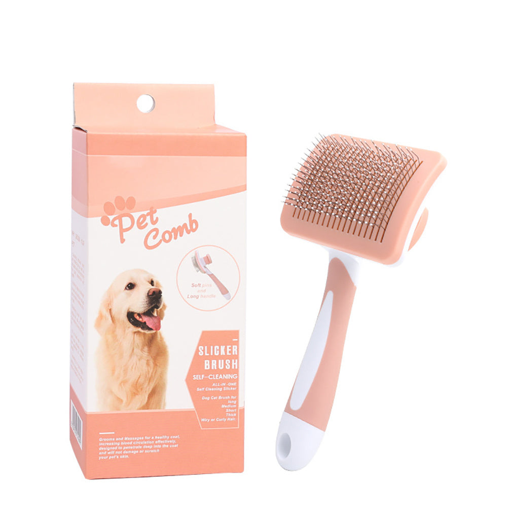 Self Cleaning Slicker Brush for Dogs | One Click Grooming for All Dog Types Orange home