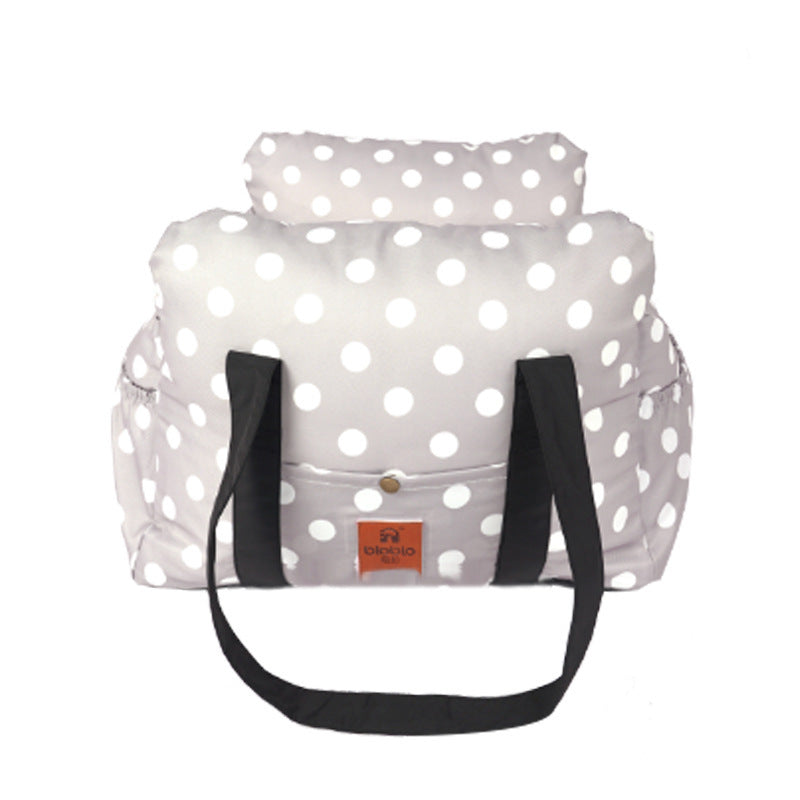 Dog Travel Car Booster Seat | Dog Safety Bed with Removable Cushion - Polka dot grey / 1PC - travel