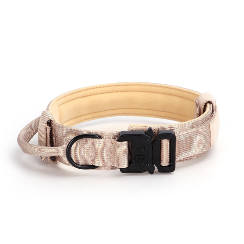 Adjustable Tactical Dog Collar with Quick Release Buckle | Nylon Collar for Training Dogs Khaki / L Dog Collars &