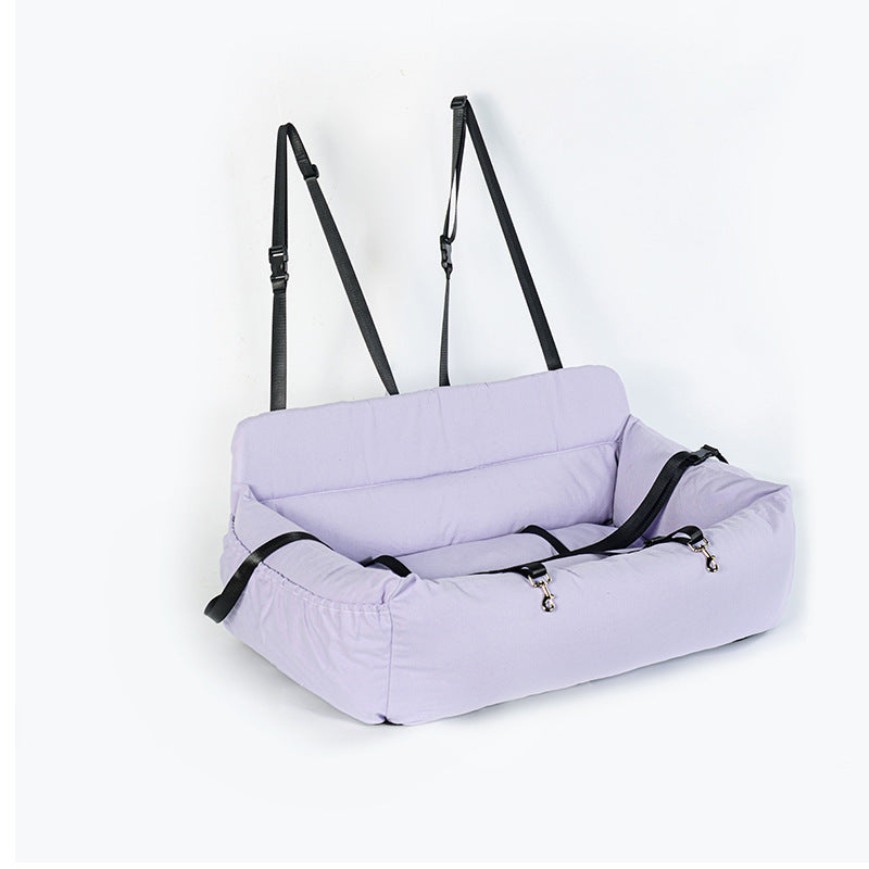 Removable Canvas Dog Travel Car Seat Pad | Durable Pet Bed & Kennel Cover - Light Purple / 85x50x30cm - travel