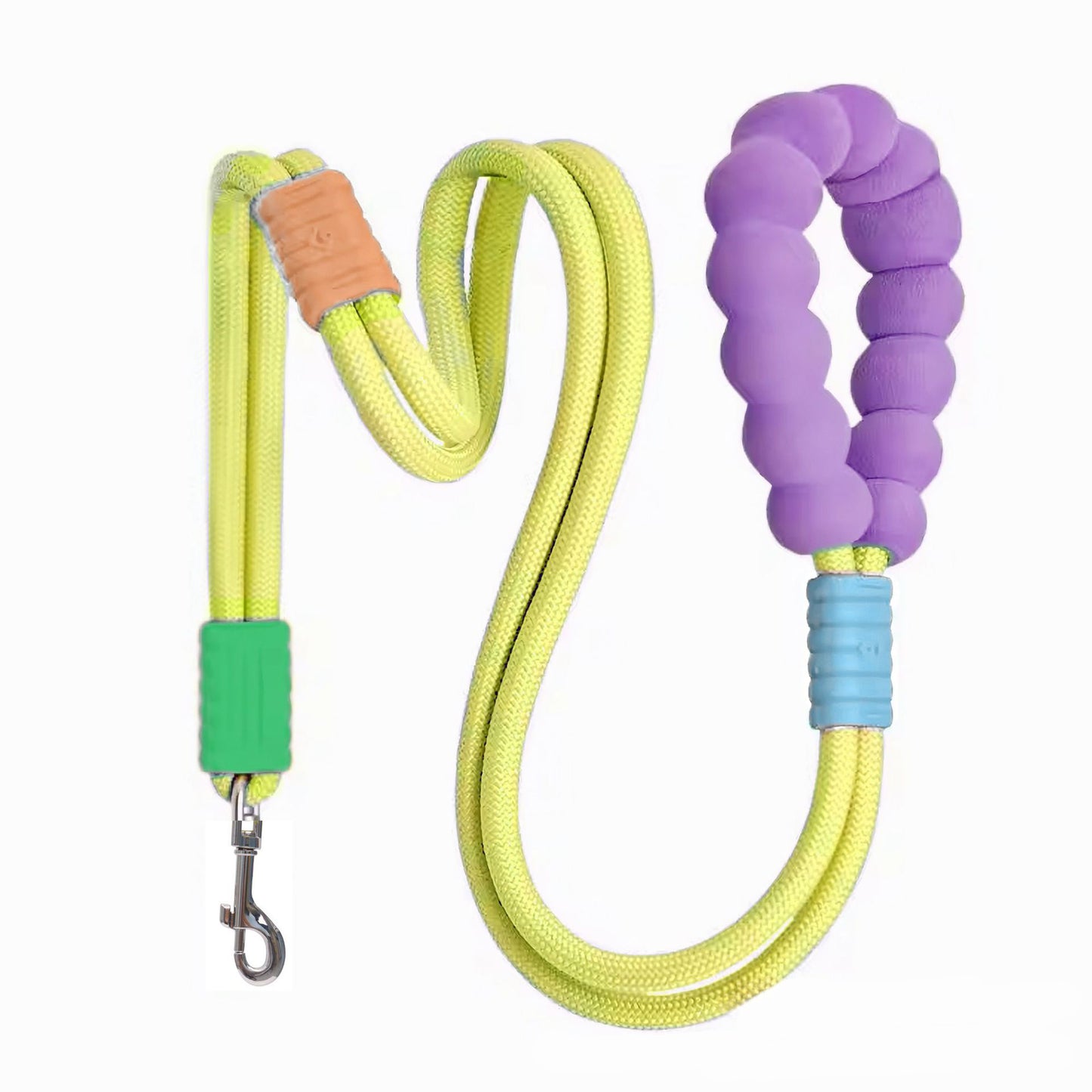 Nylon Dog Leash with Comfortable Foam Handle | Anti-Slip Dog Traction Rope - Yellow - leash