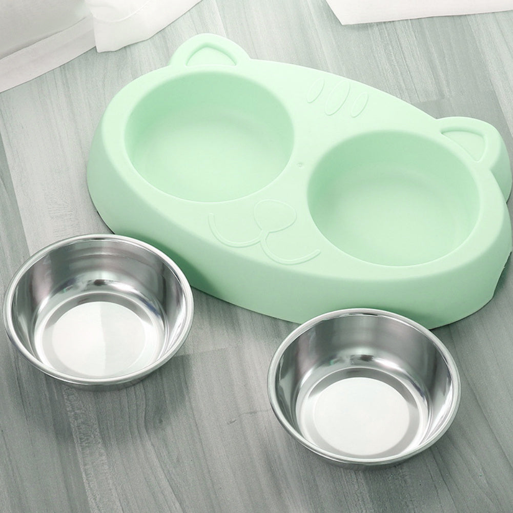 Elevated Double Dog Bowls with Stainless Steel Dishes | Non Slip Dog Feeder Station home