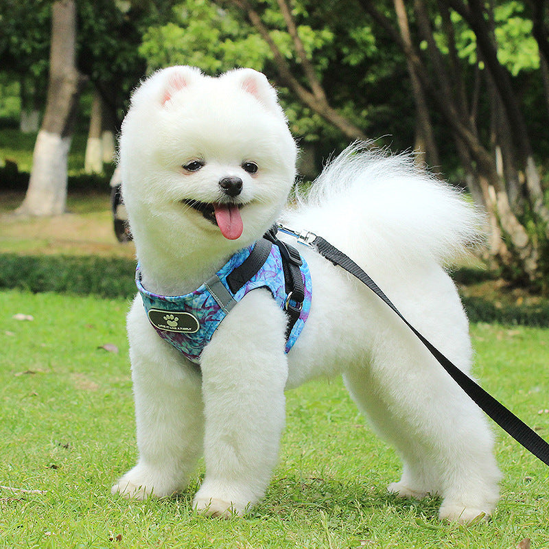 Ocean Print Dog Harness Dog Leash Set | No-Pull Dog Vest for Comfort - coats