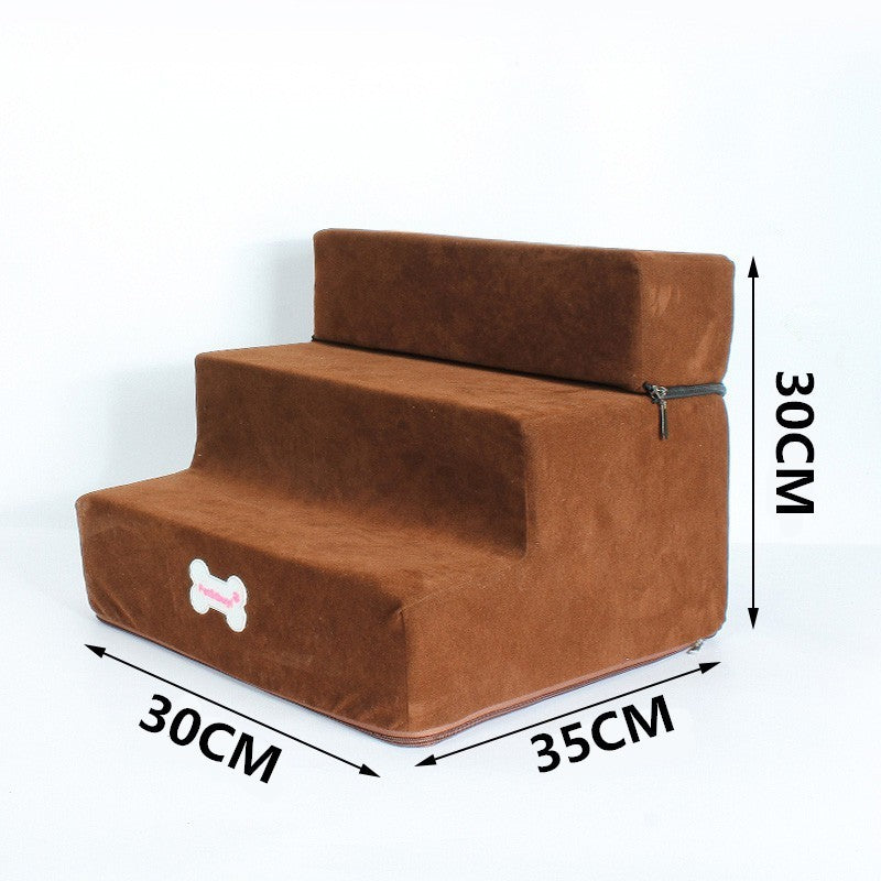 Detachable Soft Dog Stairs | 3 Step Ladder for Small Dogs Dark brown / 30x35x30cm home