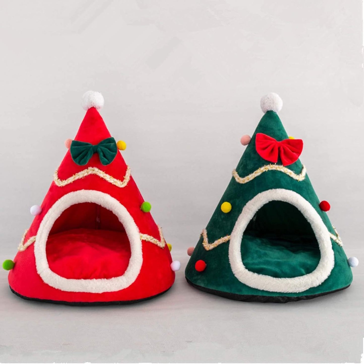 Christmas Tree Pet Bed | Cozy Dog Cave with Removable Cushion beds