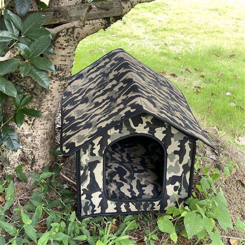 Outdoor Waterproof Dog Kennel | Portable Dog House with Door Curtain Camouflage / Kennel Only / L outdoor