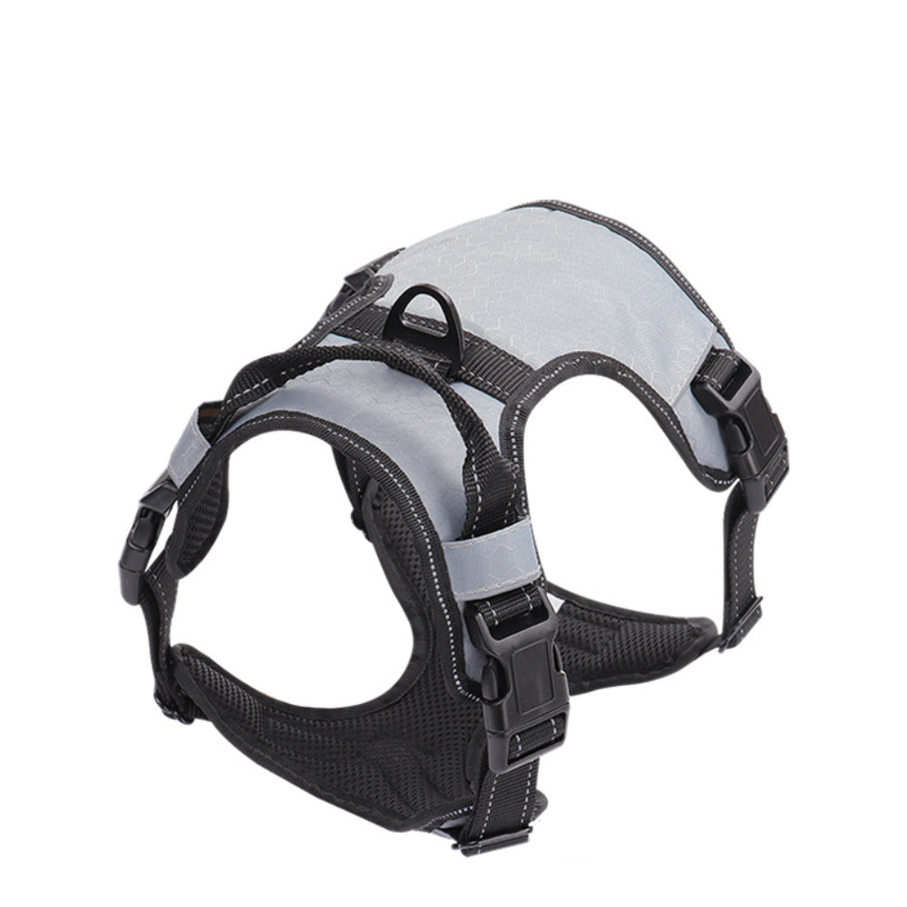 Adjustable Reflective Dog Harness Vest | Nylon No-Pull Chest Strap - Grey / L - harness