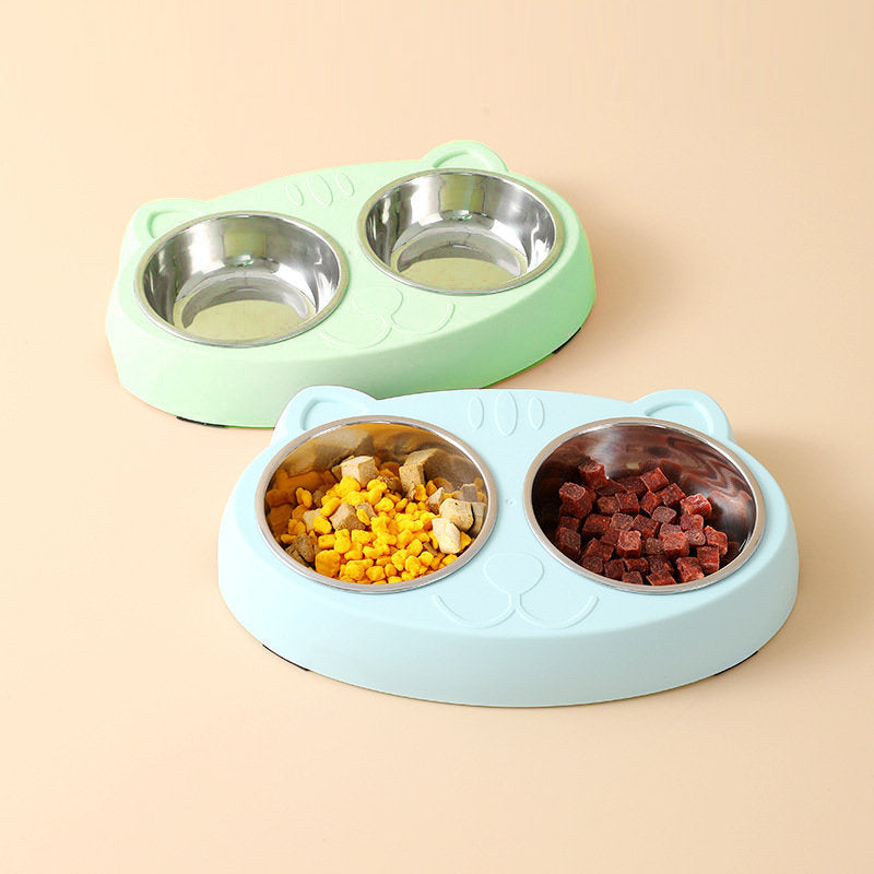 Elevated Double Dog Bowls with Stainless Steel Dishes | Non Slip Dog Feeder Station home