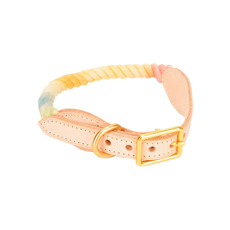 Adjustable Gradient Leather And Cotton Dog Collar | Comfortable Collar for Dogs Naples yellow / L Accessories