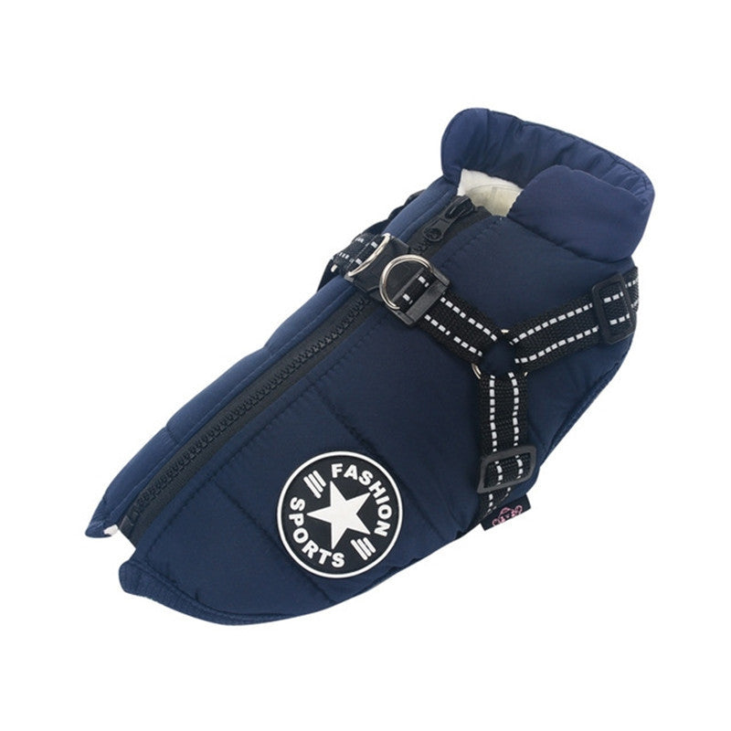 Waterproof Winter Dog Coat with Built-in Harness | Warm Reflective Coat - Blue / 3XL - coats