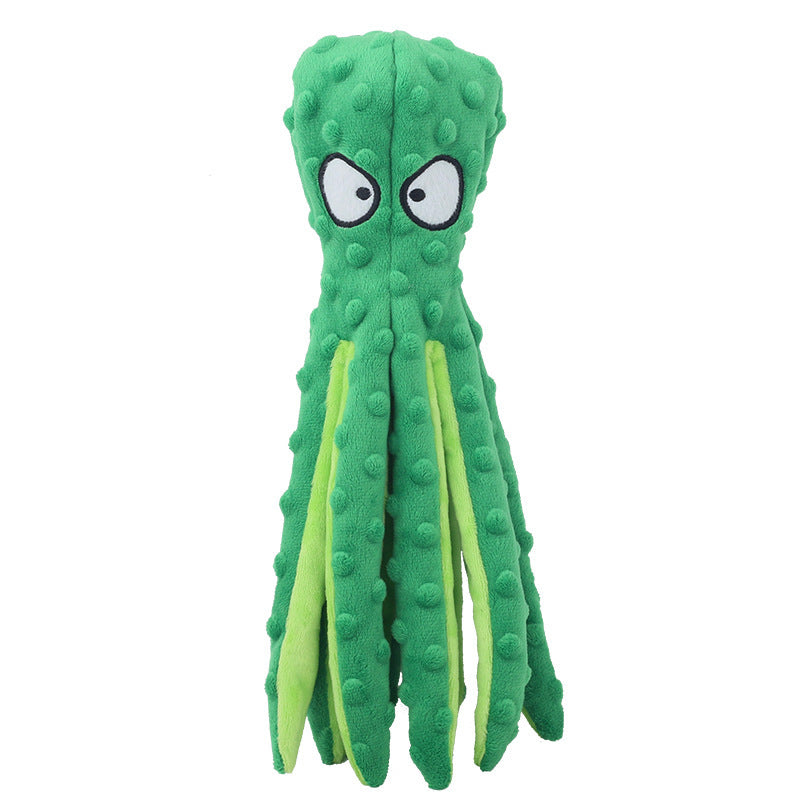 Plush Octopus Dog Squeaky Toy | Dog Interactive Play Green eco