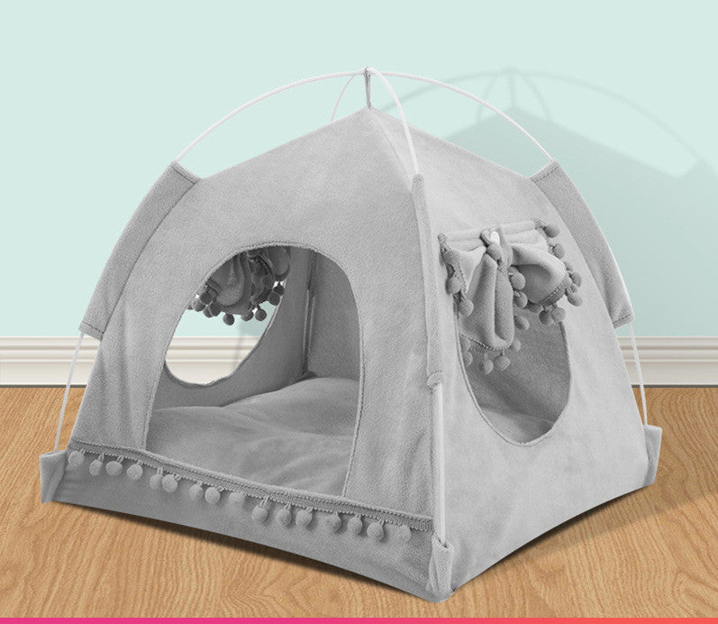 4 Season Dog Tent And Bed | Versatile Dog House with Removable Cushion Light Grey / L beds