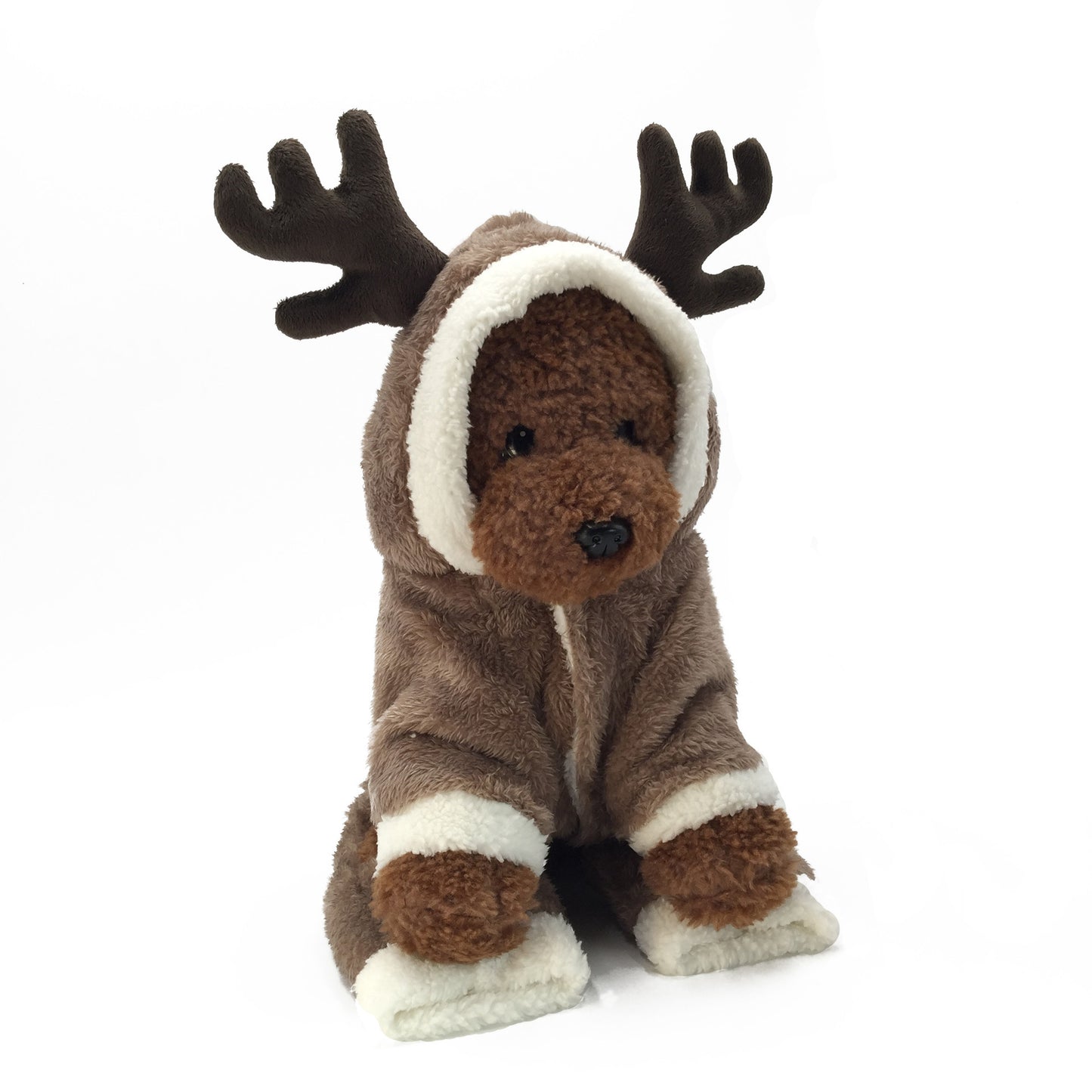 Fun Elk Christmas Dog Clothes Coral Fleece Dog Apparel L / Photo Color christmas