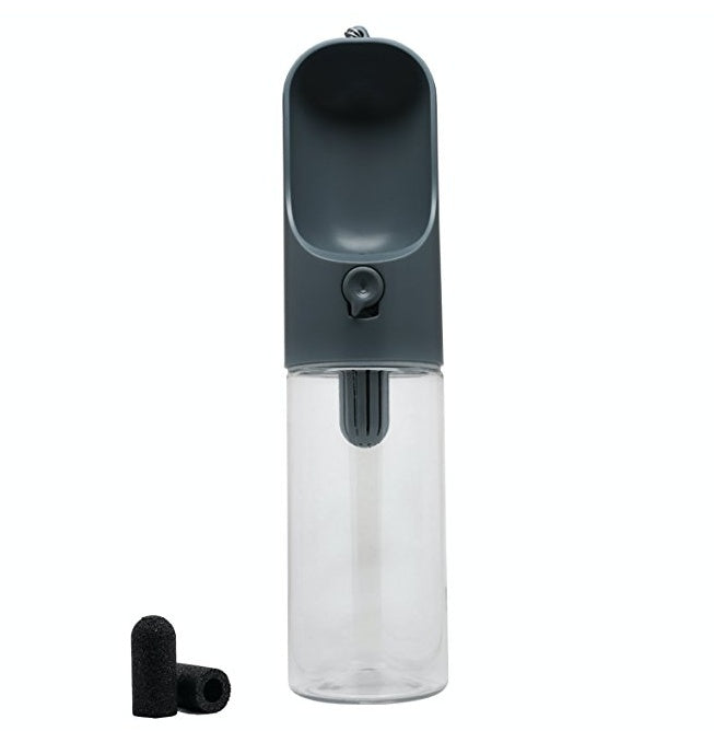 Portable Dog Travel Water Bottle | 400ml Outdoor Dog Drinking Fountain - Gray - travel