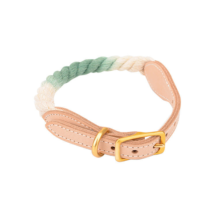 Adjustable Gradient Leather And Cotton Dog Collar | Comfortable Collar for Dogs Aqua green / L Accessories