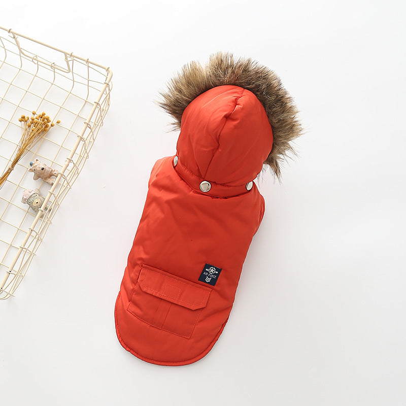 Hooded Cotton Dog Coat | Warm Winter Apparel for Small Dogs - Red / 2XL - Coats & Dog Vests