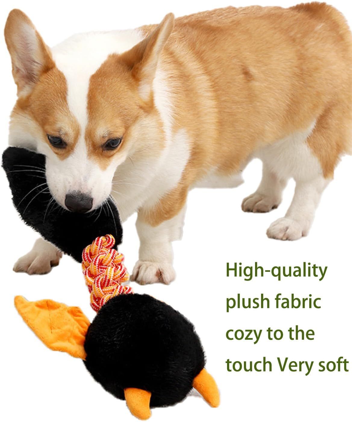 Squeaky And Crinkle Plush Dog Toy with Rope Knot | Interactive Chew Toy for Dogs toys