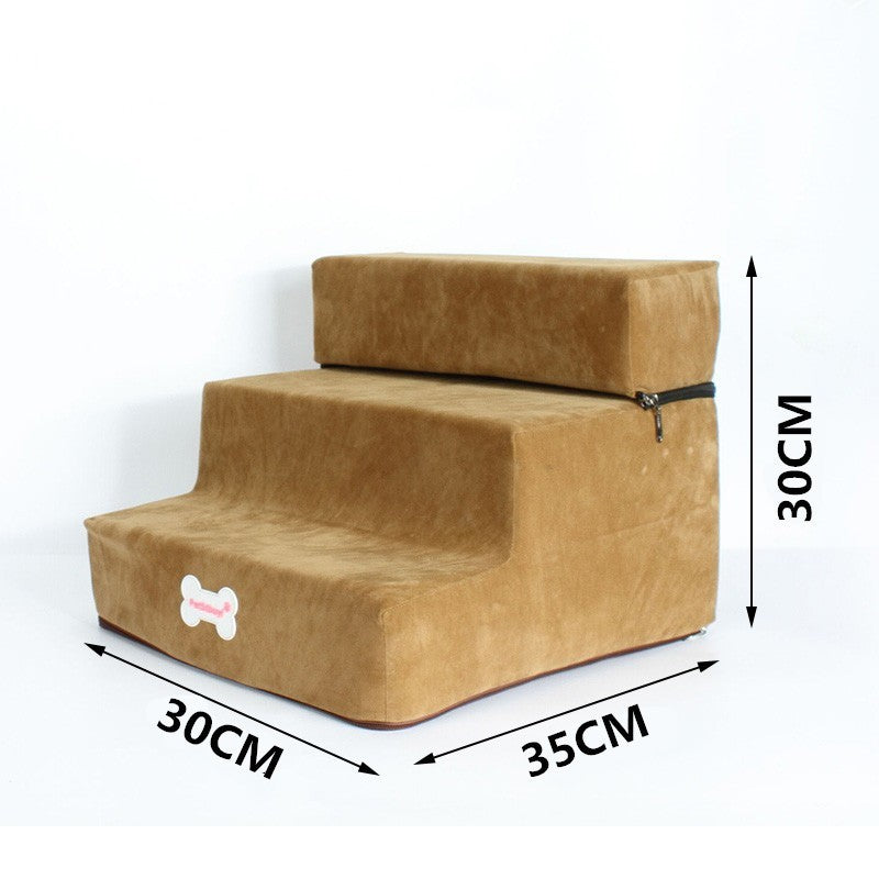 Detachable Soft Dog Stairs | 3 Step Ladder for Small Dogs Khaki / 30x35x30cm home