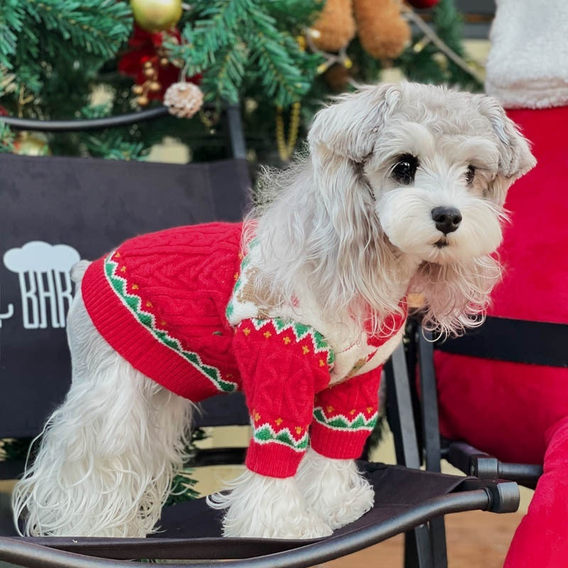 Christmas Style Wool Dog Sweater Red and Green Dog Apparel beds