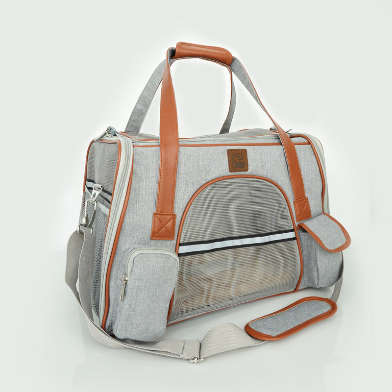 Oxford Cloth Dog Travel Car Seat | Portable Dog Carrier for Small Dogs - Light Grey - travel