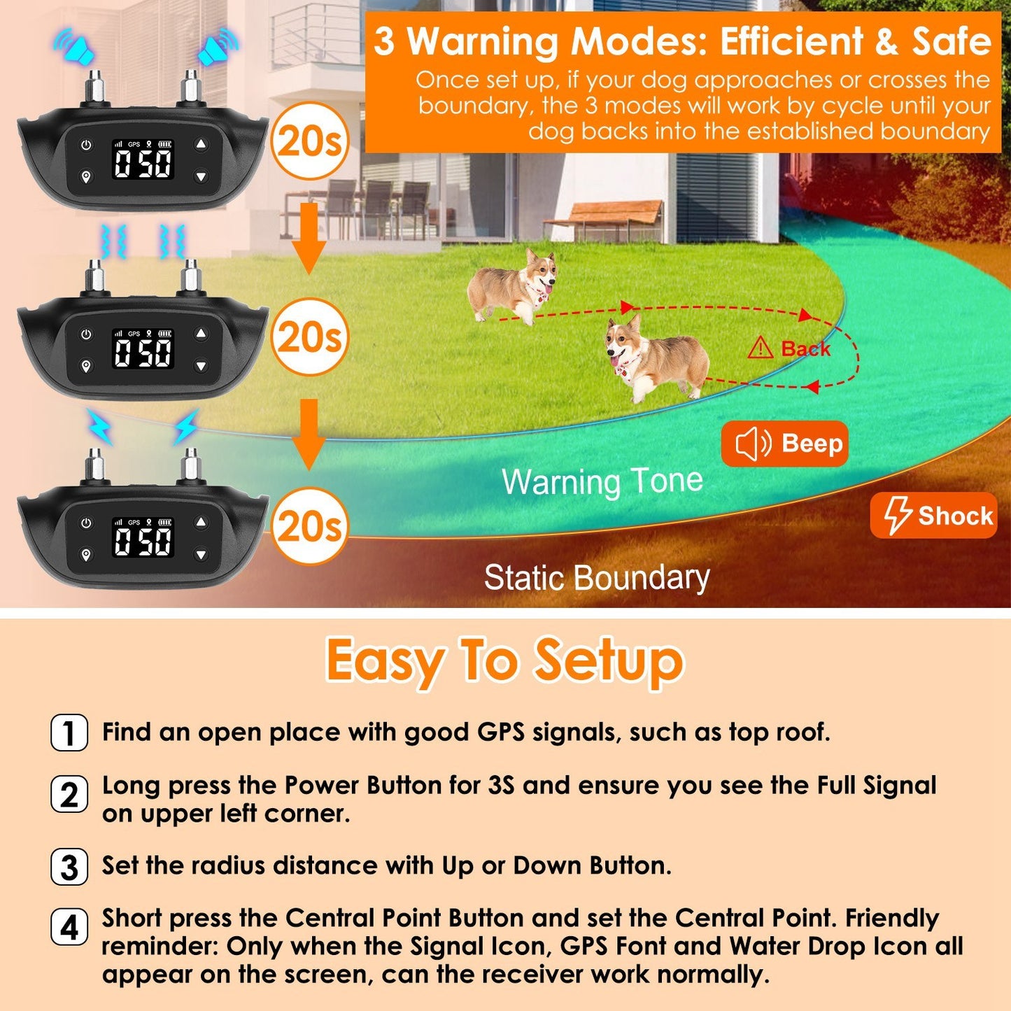 2-in-1 GPS Wireless Dog Collar And Tracker | Waterproof Dog Collar for All Dogs - 1Pcs - Dog Collars & Leashes