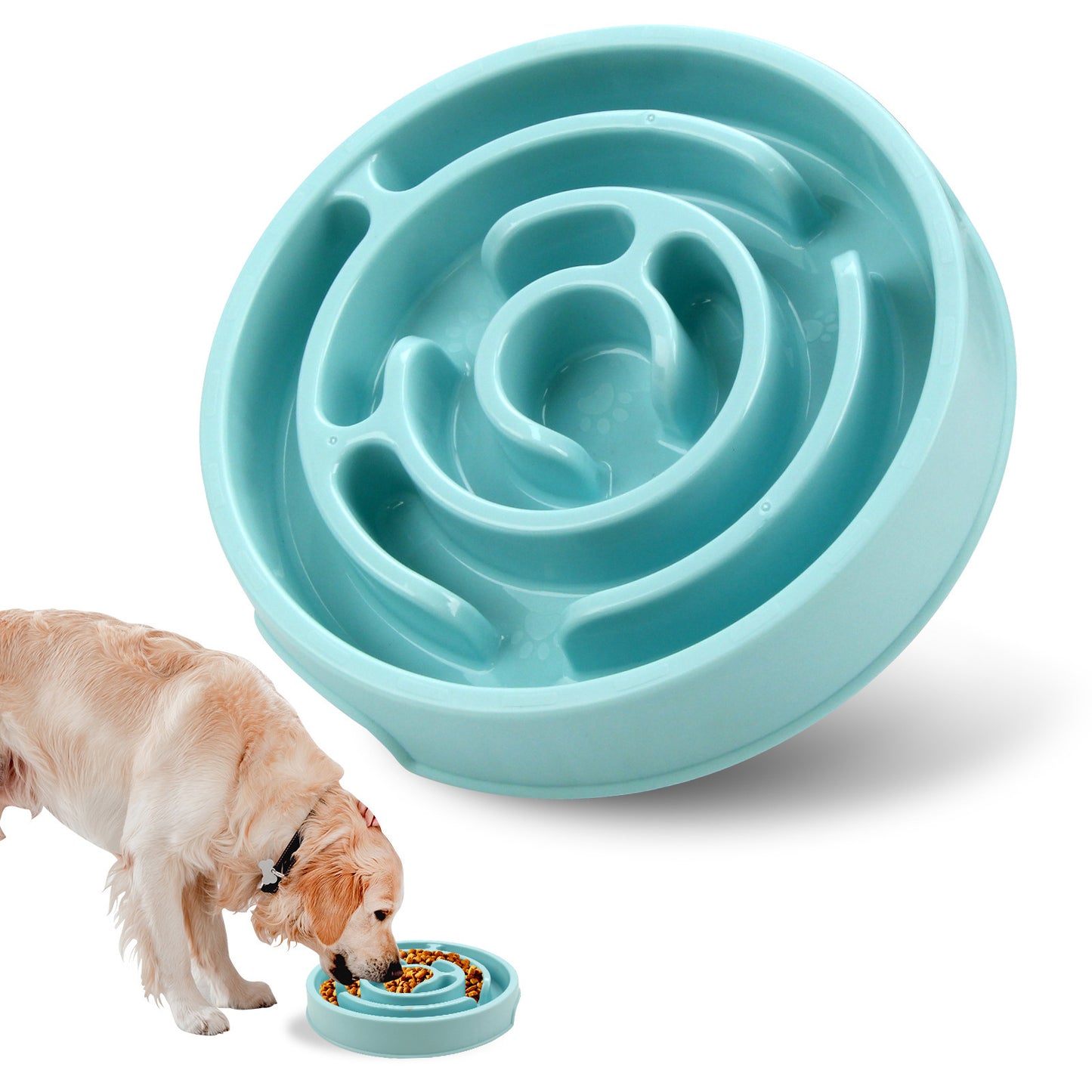 Silicone Slow Feeder Dog Bowl | Anti Bloat Puzzle Dog for Healthy Digestion Blue food