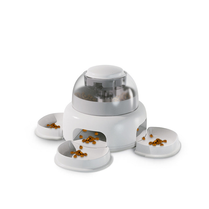 Interactive Dog Food Puzzle Dispenser | Automatic Slow Feeder Toy for Dogs White / Including Plate food