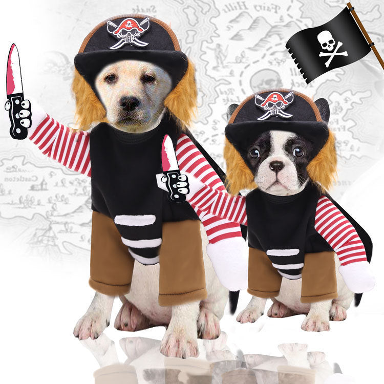 Funny Horse Riding Dog Costume | Novelty Dog Outfit for Parties Christmas And Halloweend Pirate / L beds
