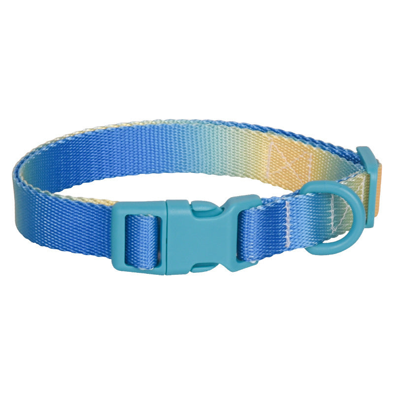 Adjustable Gradient Nylon Dog Collar | Stylish Collar For All Dogs Plastic blue and yellow / L collar