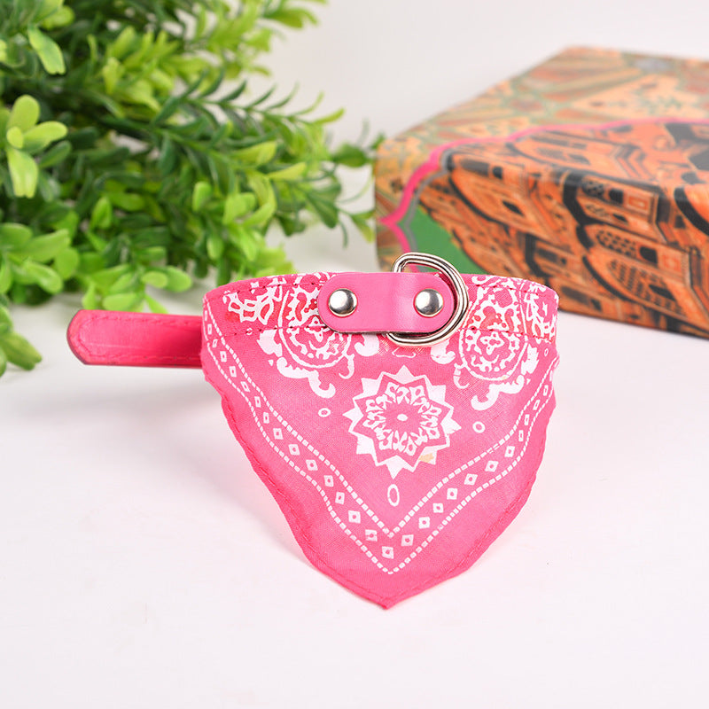 Pet Dog Triangular Binder Scarf: Four Seasons PU Dog Bandana Pink Accessories