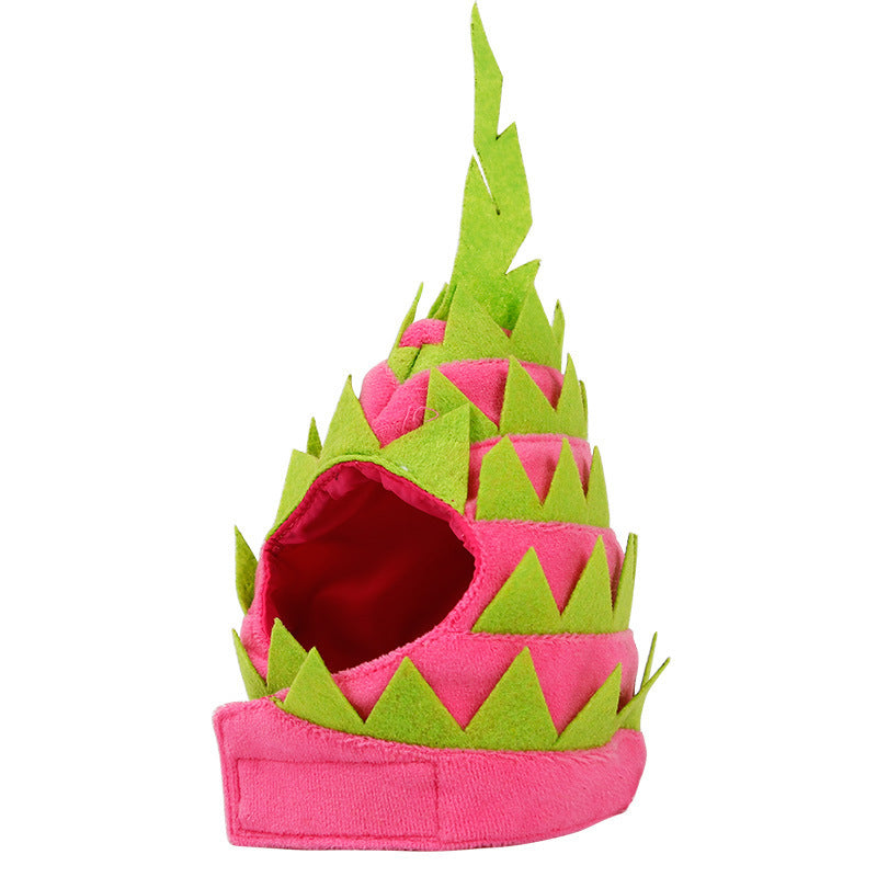 Dragon Fruit Dog Hat Costume | Adjustable Dog Hat for Parties Pink green / L costumes