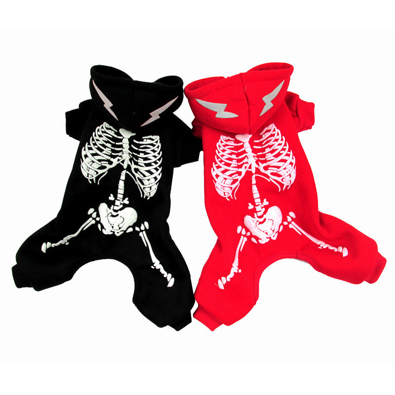 Halloween Dog Skull Print Pattern Clothes: Luminous Skeleton Dog Sweater Accessories