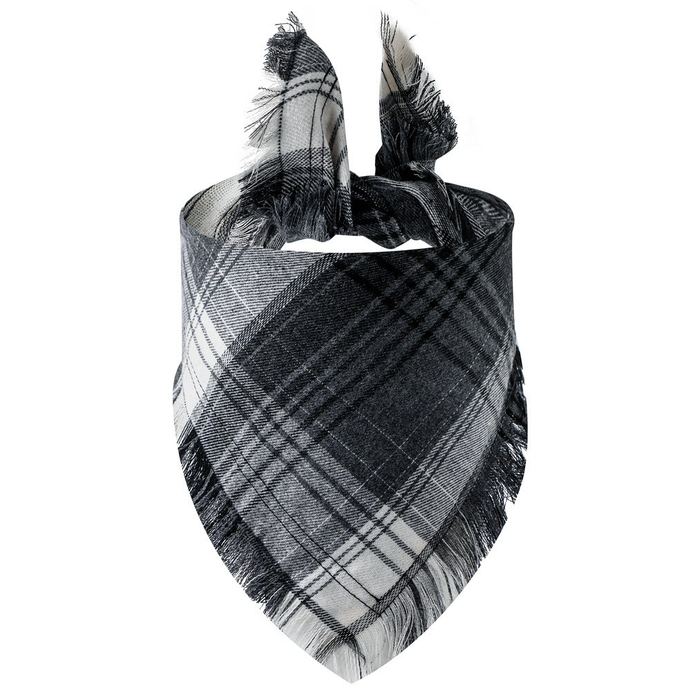 Plaid Tassel Triangle Scarf: Stylish Casual Dog Bandana 7Style / M Accessories