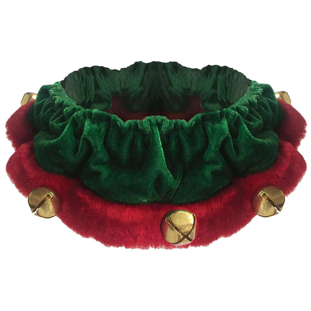 Christmas Dog Collar with Bells & Ornaments Holiday Dog Neckwear Green / L christmas
