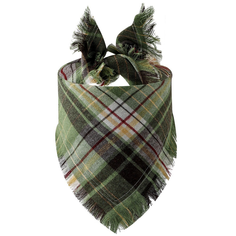 Plaid Tassel Triangle Scarf: Stylish Casual Dog Bandana 10Style / M Accessories