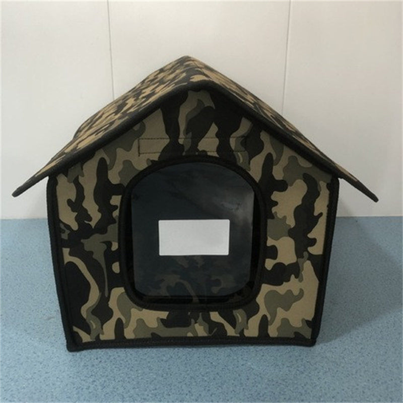 Outdoor Waterproof Dog Kennel | Portable Dog House with Door Curtain Camouflage / With Door Curtain / L outdoor