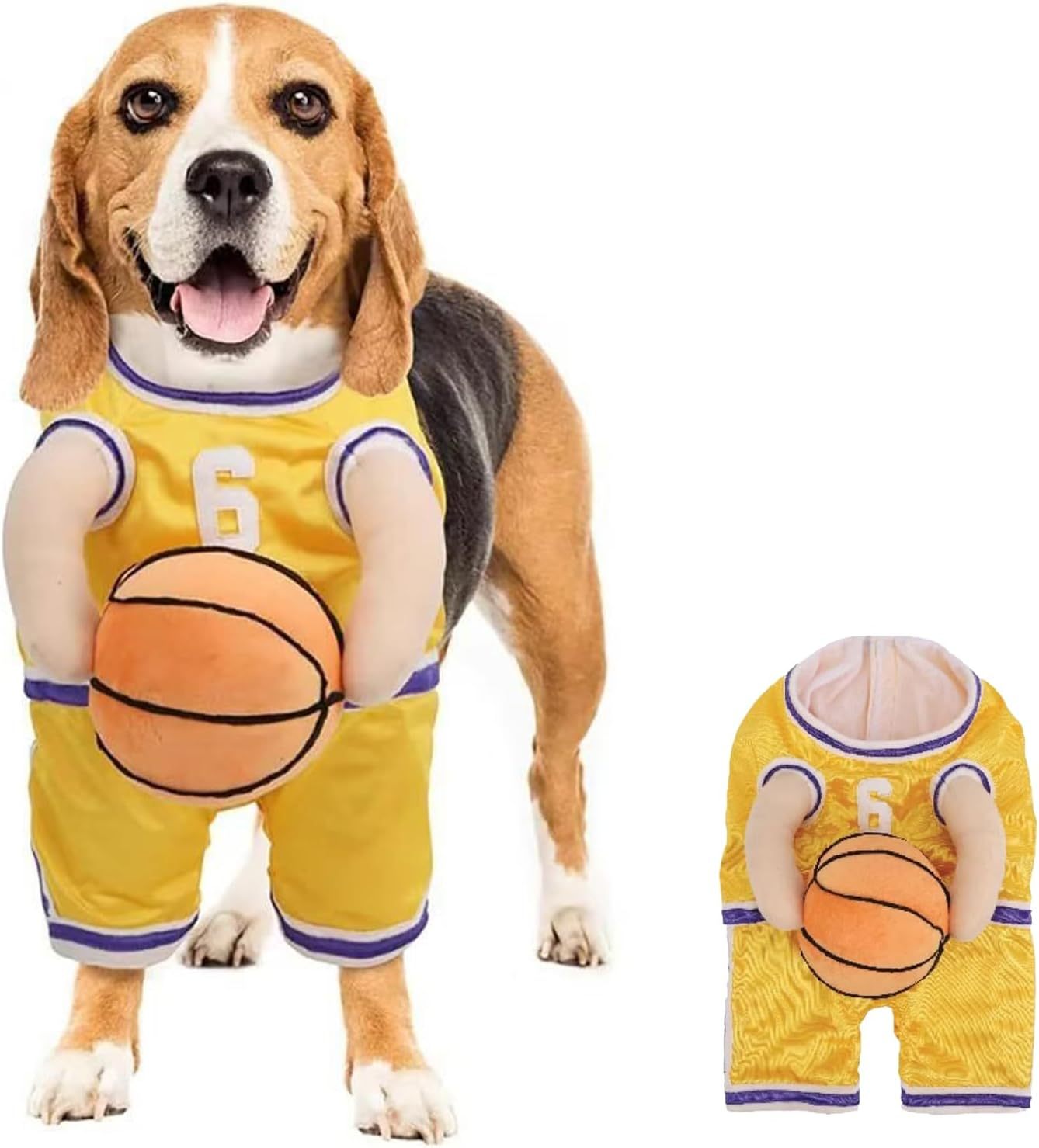 Funny Basketball Player Dog Costume | Halloween And Party Outfit for Dogs Yellow / L beds
