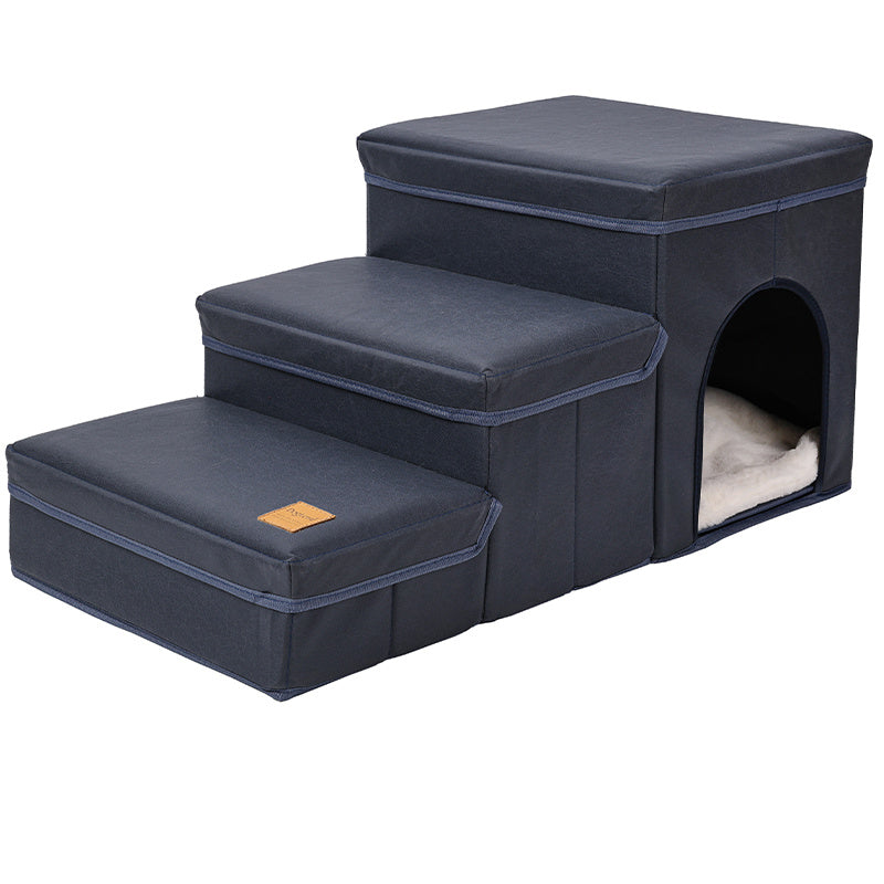 3 Level Foldable Dog Stairs with Built in Storage | Oxford Fabric Dog Ramp Dog Stairs / Dog Stairs white home