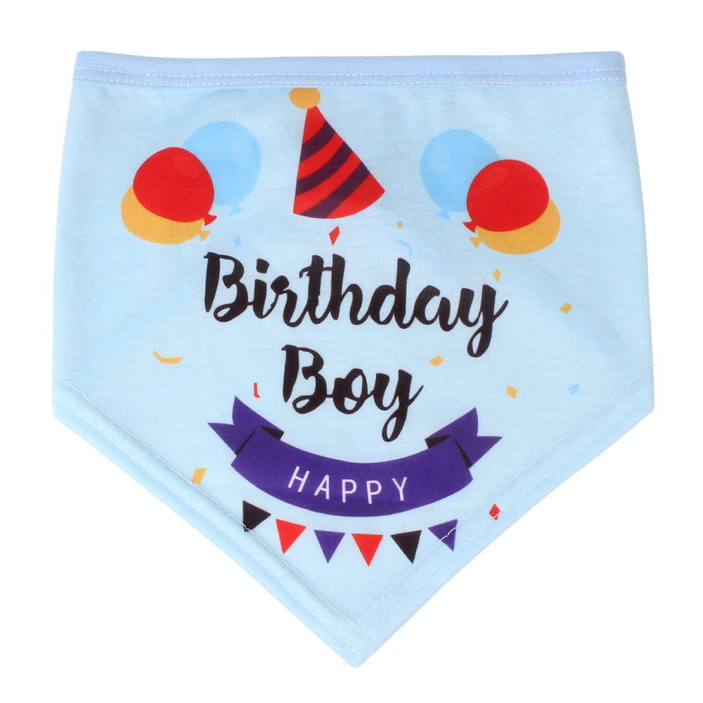 Creative Birthday Scarf for Dogs Big Dog Saliva Birthday Towel Blue birthday