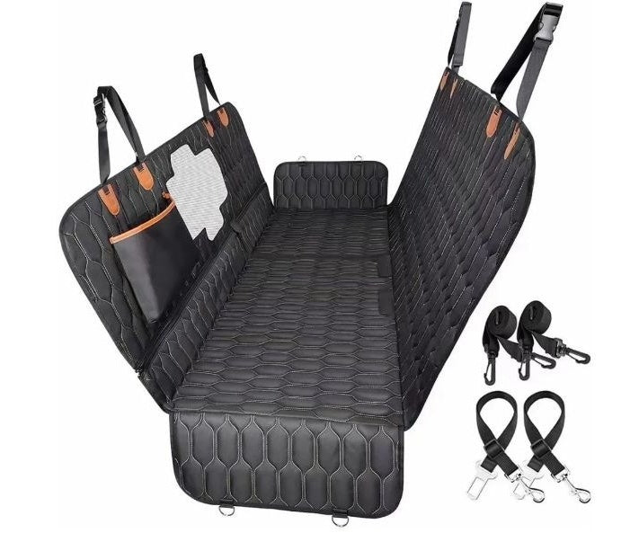 3-in-1 Waterproof Dog Car Seat Cover | Machine Washable Travel Mat for Dogs - Black / 137x149cm - travel