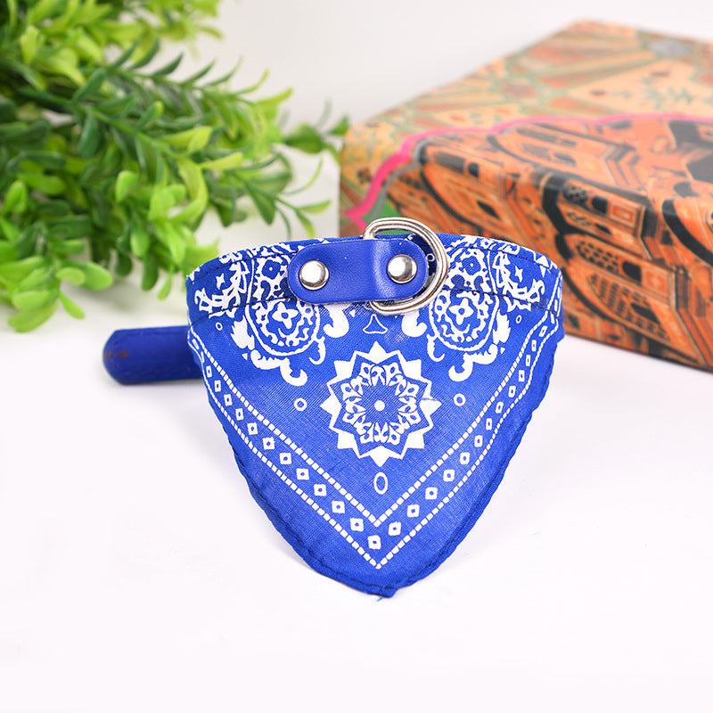 Pet Dog Triangular Binder Scarf: Four Seasons PU Dog Bandana Blue Accessories