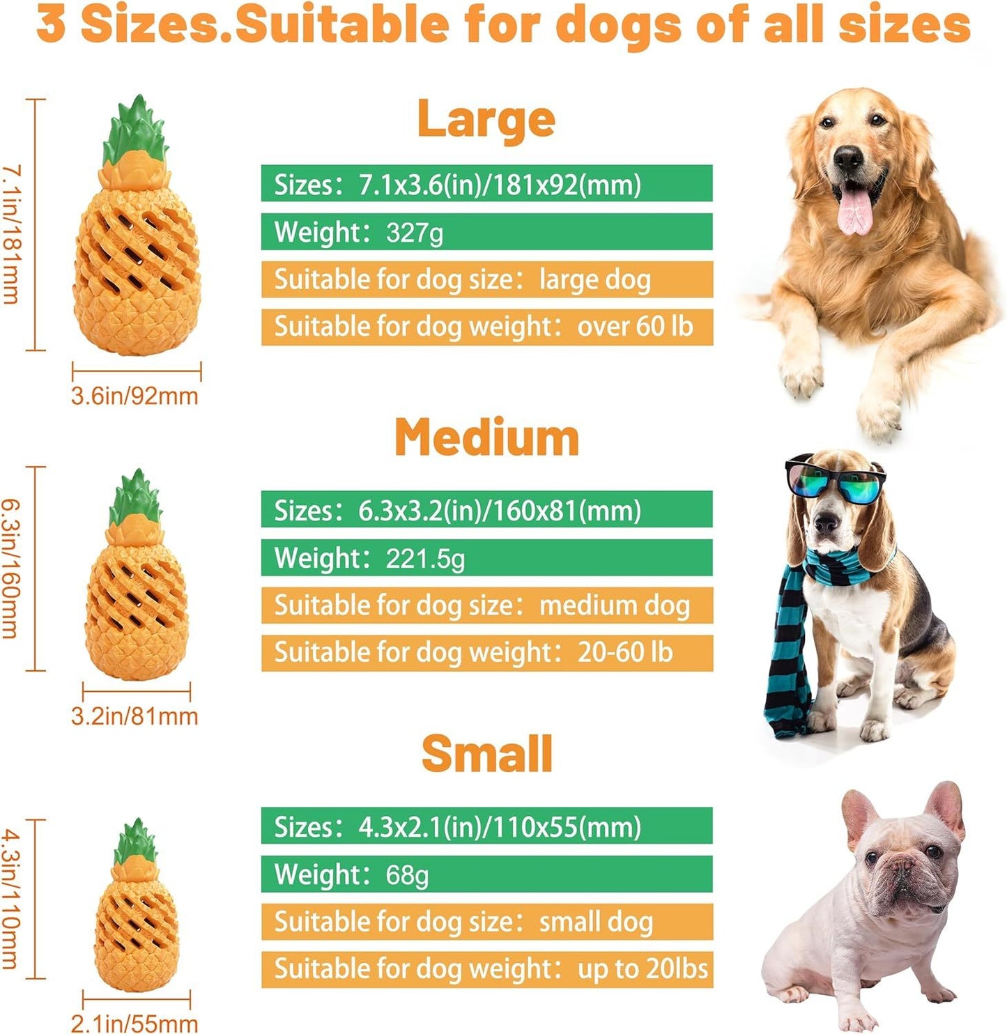 Indestructible Pineapple Dog Chew Toy | Natural Rubber Treat Dispenser for Dogs toys
