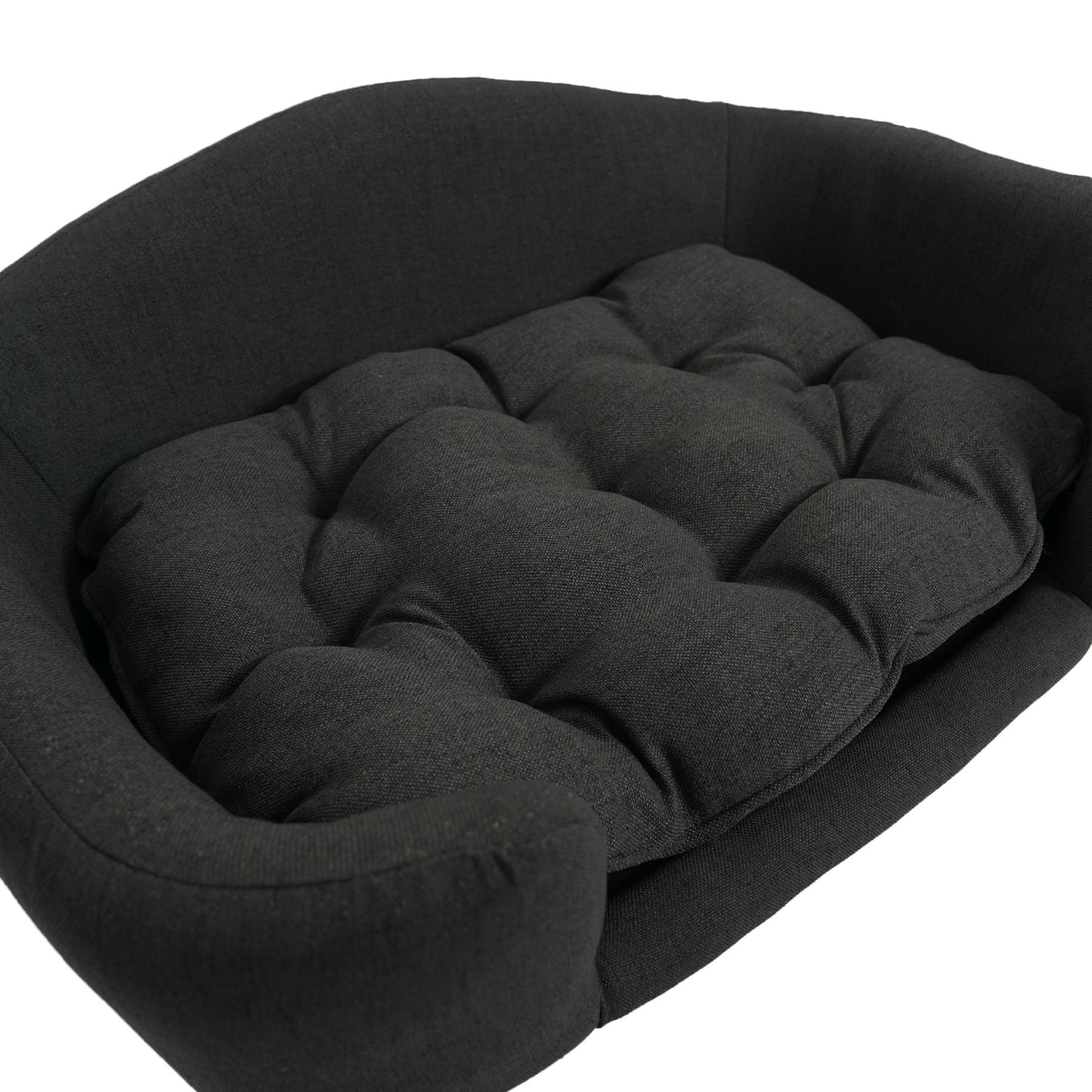 Mid Century Modern Elevated Dog Bed with Tufted Cushion Dark Gray Dog Bed Dark gray Accessories