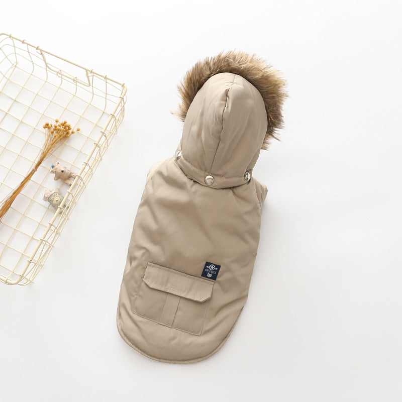 Hooded Cotton Dog Coat | Warm Winter Apparel for Small Dogs - Beige / 2XL - Coats & Dog Vests