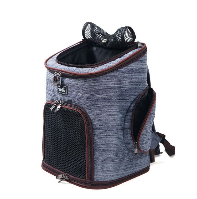 Dog Backpack Carrier For Travelling | Hands-Free Travel Bag for Small Size Dogs - Blue - Dog Travel Essential