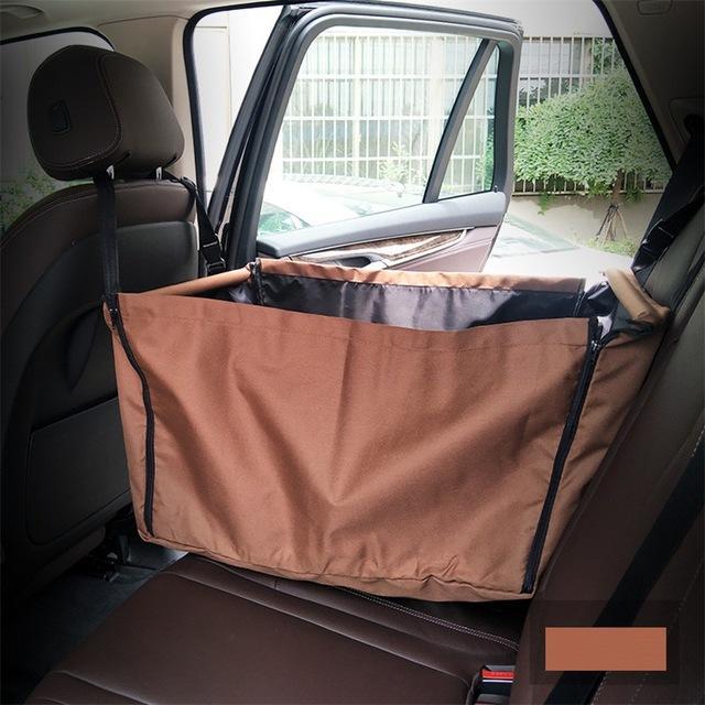 Portable Dog Car Booster Seat | Waterproof Travel Hammock And Dog Kennel - Brown - travel
