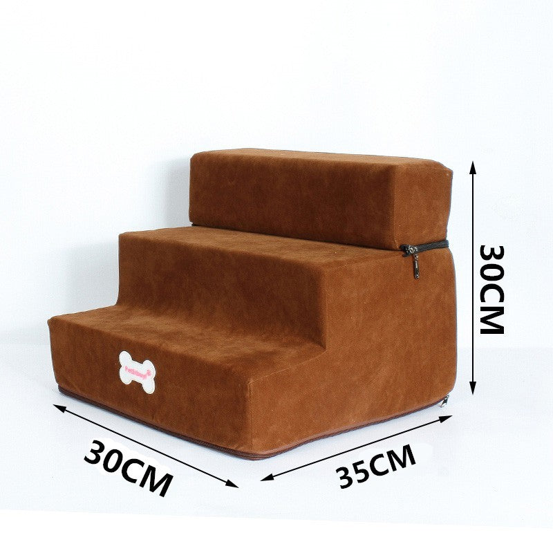 Detachable Soft Dog Stairs | 3 Step Ladder for Small Dogs Light Brown / 30x35x30cm home